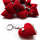 Keychain 5 cm Knitted heart red, Gifts for February 14, Moscow,  Фото №1
