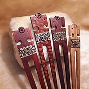 Украшения ручной работы. Ярмарка Мастеров - ручная работа Wooden hairfork Slavic hairpin mosaic Hair barrette from wood. Handmade.