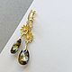 Earrings-flowers with Swarovski gold. Earrings. DiliZ Handmade. My Livemaster. Фото №5
