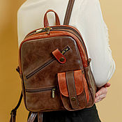 Сумки и аксессуары handmade. Livemaster - original item Backpacks: Backpack women`s leather brown-red Melissa Mod. R. 28-622. Handmade.