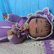 Knitted doll Semushka. Toots in a hat with ears and a blanket