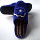 Order Knitted bedroom Slippers - flip flops ( color - ultramarine ). Makosh. Livemaster. . Slippers Фото №3