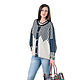 Заказать Жакет-пончо квадратный вязаный в полоску - Classic и Casual. Cashmere Francesca. Ярмарка Мастеров. . Кардиганы Фото №3