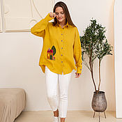 Одежда handmade. Livemaster - original item Linen Shirt Houses bright yellow. Handmade.