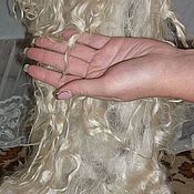 Белая пуховая шаль кудрявая размер 130/130