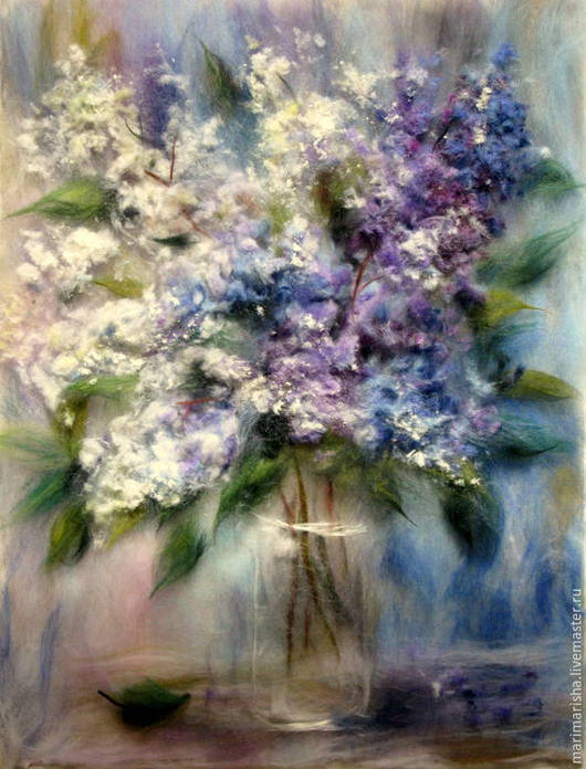 Картины цветов ручной работы. Ярмарка Мастеров - ручная работа. Купить Картина из шерсти Опять цветет сирень, цена до 1.03!. Handmade.