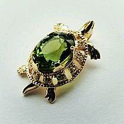 Украшения handmade. Livemaster - original item Turtle pendant-tourmaline, gold 585. Handmade.