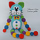 The cat Is blue with a beaded toy, crochet. Teethers and rattles. Zzabava. My Livemaster. Фото №4