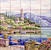 Для дома и интерьера handmade. Livemaster - original item Tiles and tiles: Painted tiles for kitchen Apron Cote d`azur. Handmade.