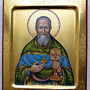 Картины и панно handmade. Livemaster - original item Icons: Saint John of Kronstadt .Icon with coinage. Handmade.