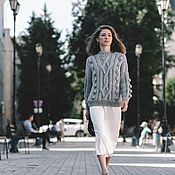 Одежда handmade. Livemaster - original item Jerseys: Women`s sweater with oversized knobs in light grey color. Handmade.