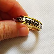 Silver ring with gold plate and hanger