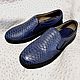 Slip-ons made of genuine python and nubuck leather, in dark blue color!. Slip-ons. SHOES&BAGS. Online shopping on My Livemaster.  Фото №2
