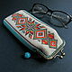 A case for glasses made of beads with a colored ornament, Eyeglass case, Zheleznodorozhny,  Фото №1