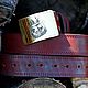  Leather belt with brass buckle 'Papa Bear». Straps. Leather product G.M.G.. My Livemaster. Фото №6