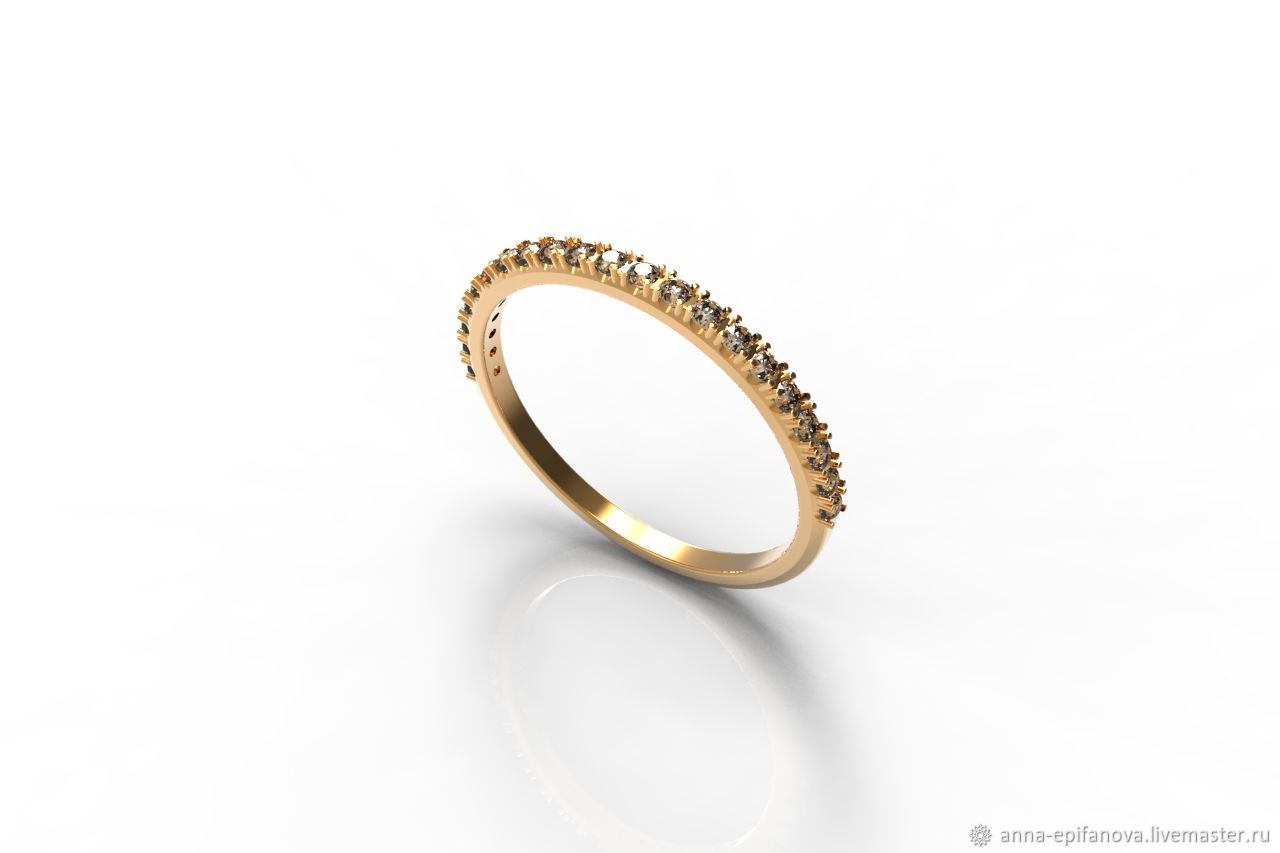 Тонкое обручальное кольцо с камнями, золото (Об8) в интернет-магазине Ярмарка Мастеров по цене 15200 ₽ – IR4GLRU