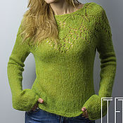 Одежда handmade. Livemaster - original item Gossamer sweater with round kid mohair yoke. Handmade.