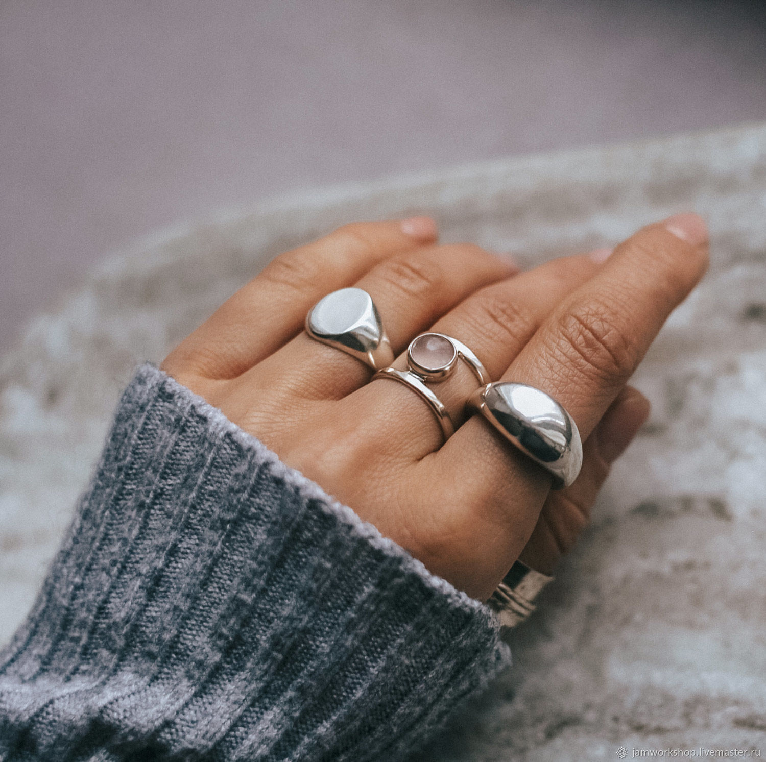 Необычные кольца в серебре