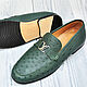 Men's loafers, made of genuine ostrich leather, in dark green color!. Loafers. SHOES&BAGS. My Livemaster. Фото №5
