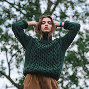 Одежда handmade. Livemaster - original item High-neck sweater for women knitted oversize to order. Handmade.