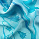 Turquoise blue handkerchief 'sky garden' silk 100% satin Batik. Shawls1. Silk Batik Watercolor ..VikoBatik... My Livemaster. Фото №5