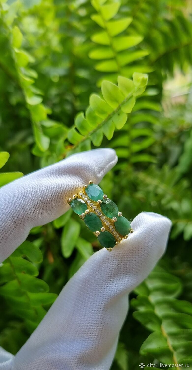 Серебряный комплект с изумрудом купить в интернет-магазине Ярмарка ...