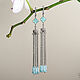 Delightful long earrings-brushes made of jewelry glass, Tassel earrings, Moscow,  Фото №1