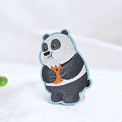 Украшения handmade. Livemaster - original item Wooden badge on a Panda backpack. Handmade.