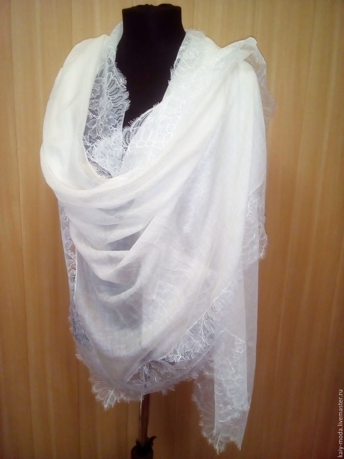 Stole from the finest pashmina with French lace, Wraps, Moscow,  Фото №1