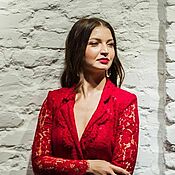 Одежда handmade. Livemaster - original item Lace Italy Crimson Suit. Handmade.