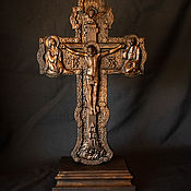 Картины и панно handmade. Livemaster - original item The cross carved with the crucifixion. On the stand. Walnut. Handmade.
