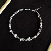 Украшения handmade. Livemaster - original item Triple Silver Choker Necklace. Necklace with natural pearls. Handmade.