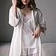 Natural silk robe with lace milky color, Robes, Moscow,  Фото №1