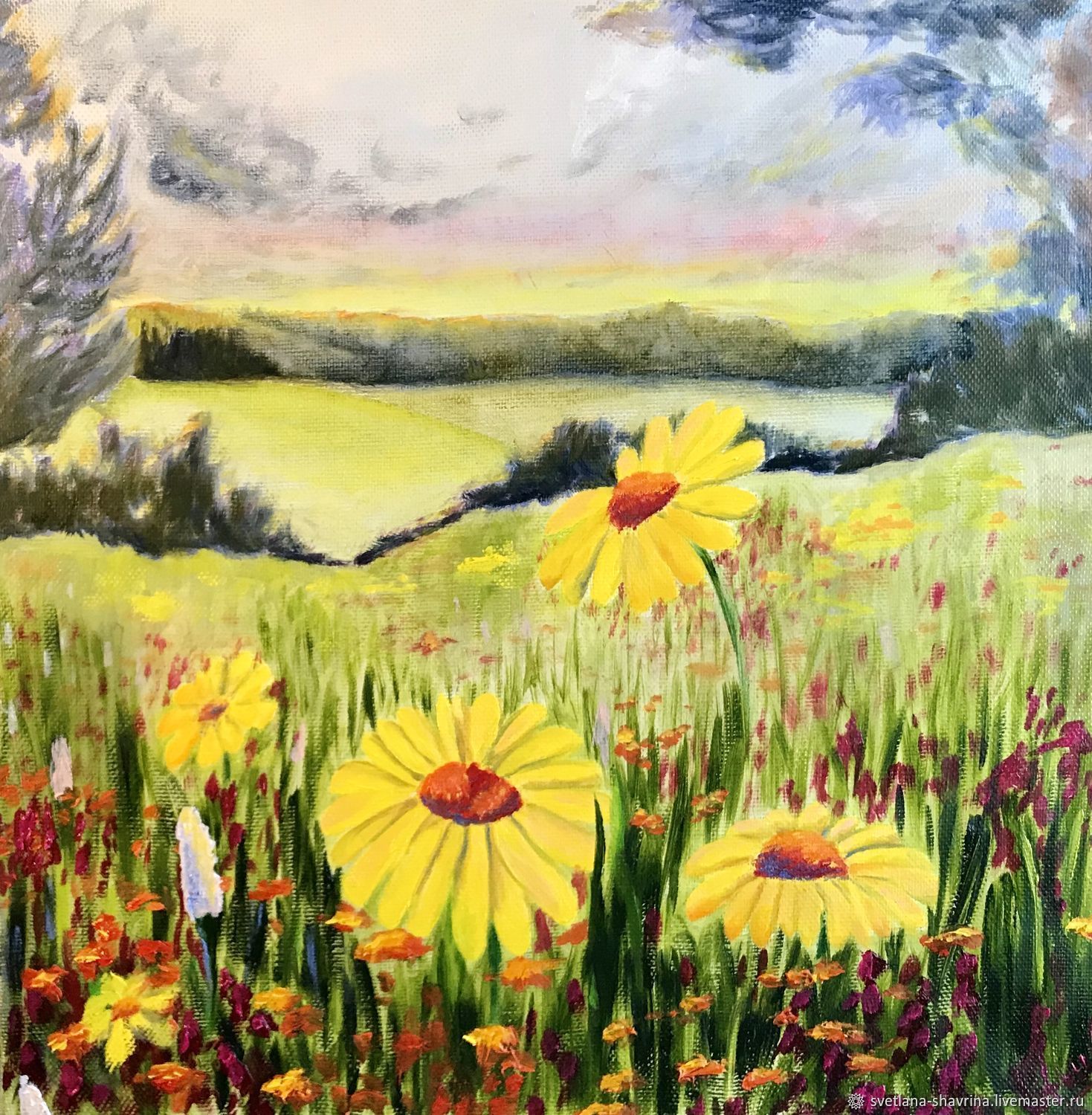 Wildflowers, oil on canvas, 50x50, 2020, Pictures, Moscow,  Фото №1