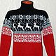 Sweater with reindeer and Norwegian ornament knitted Red and black. Sweaters. SweaterOK. Online shopping on My Livemaster.  Фото №2