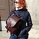  Women's Burgundy Leria Mod R50-182 leather backpack, Backpacks, St. Petersburg,  Фото №1
