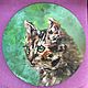 Oil painting with a kitten on a round canvas Kitty Musya, Pictures, Moscow,  Фото №1