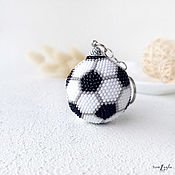 Сувениры и подарки handmade. Livemaster - original item A beaded soccer ball keychain. Handmade.