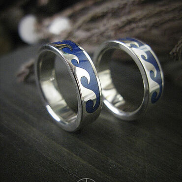Свадебный салон ручной работы. Ярмарка Мастеров - ручная работа Кольца обручальные: Волны. Handmade.