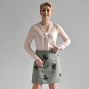 Одежда handmade. Livemaster - original item The skirt is gray tweed with appliques lace sequins. Handmade.