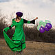 Зелёное Эльфийское платье из льна «Green Fairy». Платья. mongolia. Ярмарка Мастеров.  Фото №4