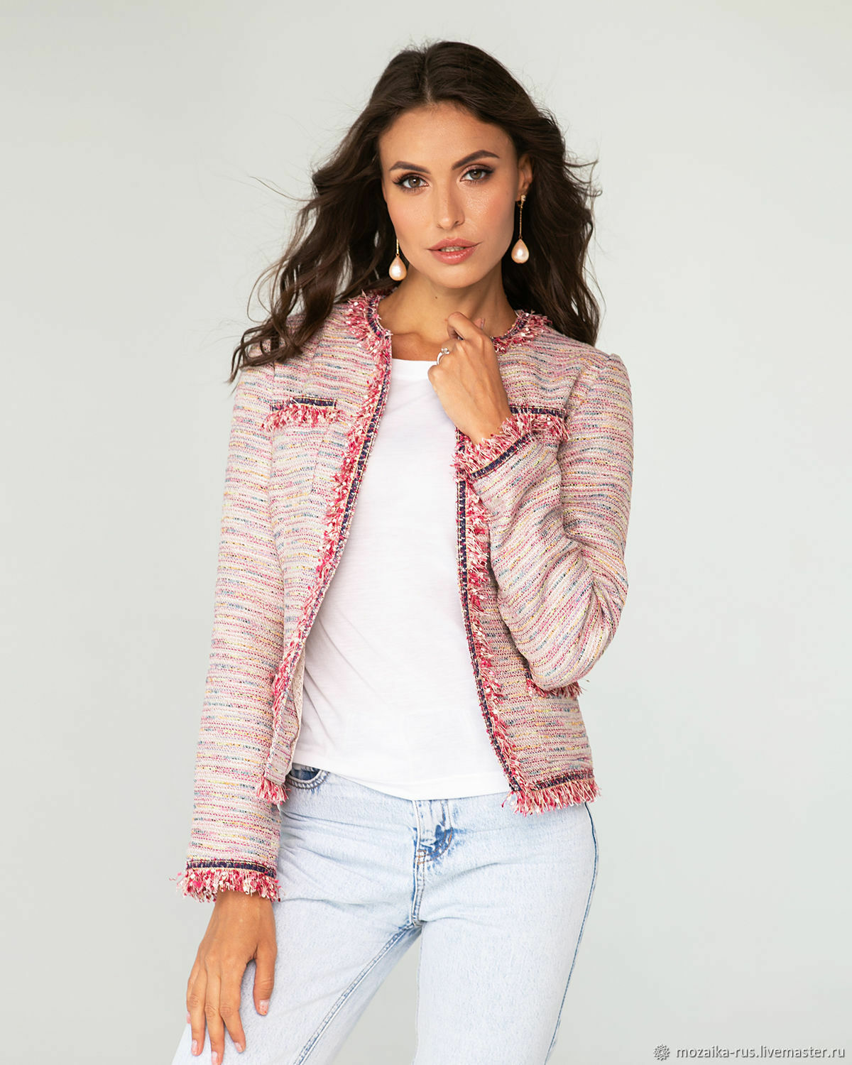 pink tweed chanel style jacket