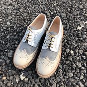Обувь ручной работы handmade. Livemaster - original item Oxford shoes grey suede / ivory/white. Handmade.