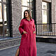 Floor-length crimson striped linen dress with applique. Dresses. NATALINI. Online shopping on My Livemaster.  Фото №2
