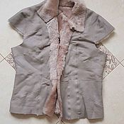 Одежда handmade. Livemaster - original item Leather fur vest Sheepskin. Grey. Handmade.