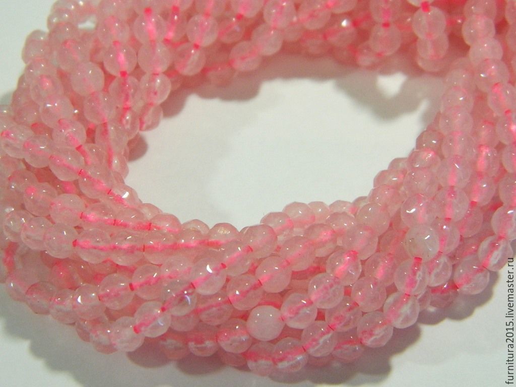 Rose quartz natural cut bead, 4 mm. for PCs, Beads1, Saratov,  Фото №1