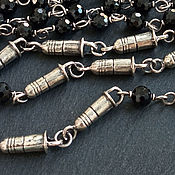 Украшения handmade. Livemaster - original item Necklace and earrings made of silver and black spinel Silver bullets. Handmade.
