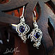 Earrings with a sapphire metal melchior stone ' Deep Blue'. Earrings. Del-moro. My Livemaster. Фото №6