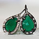 Earrings with green onyx and Topaz Green pendant earrings, Earrings, Almaty,  Фото №1