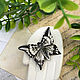 Brooch ' Black and white moth, butterfly, black and white', Brooches, Bryukhovetskaya,  Фото №1